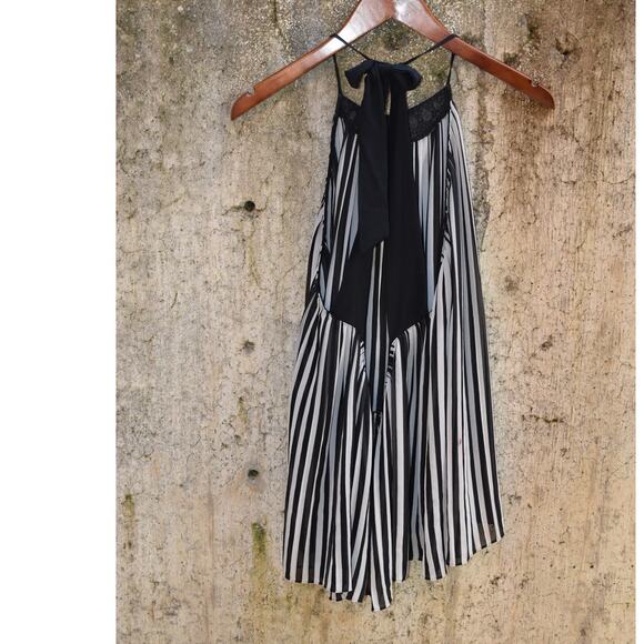 Victoria’s Secret Black & White Striped Halter Dress w/ Gem Embellishment Size M - Picture 2 of 4